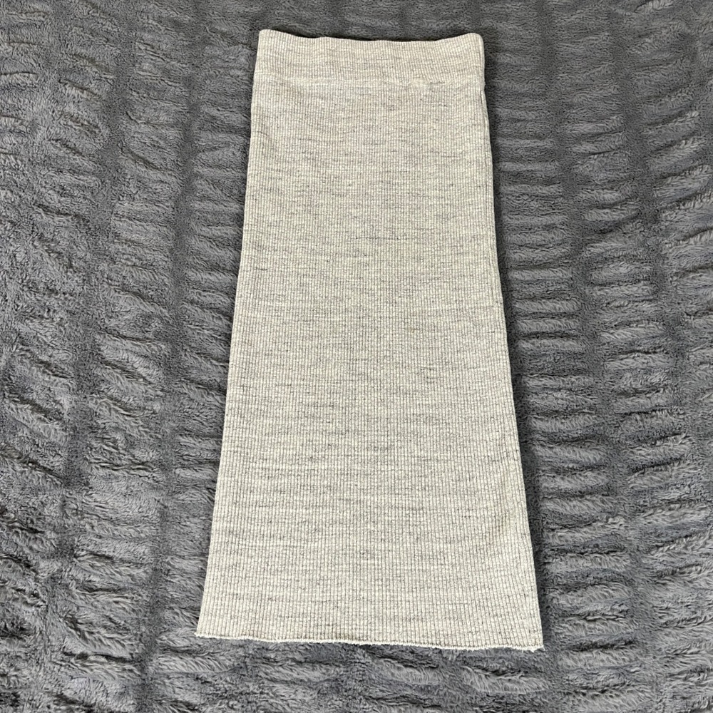 James Perse Standard Heather Grey Ribbed Cotton Midi Skirt WHK5030 Size 1 S